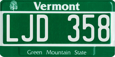 VT license plate LJD358
