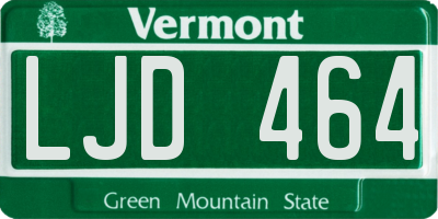 VT license plate LJD464