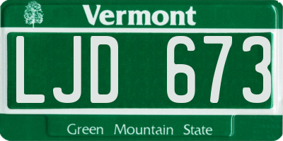 VT license plate LJD673