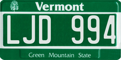 VT license plate LJD994