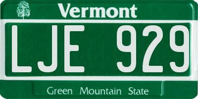 VT license plate LJE929