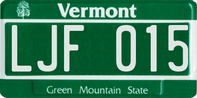 VT license plate LJF015