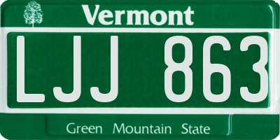 VT license plate LJJ863