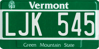 VT license plate LJK545