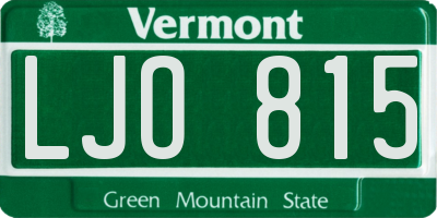 VT license plate LJO815
