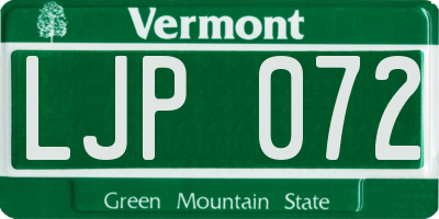 VT license plate LJP072
