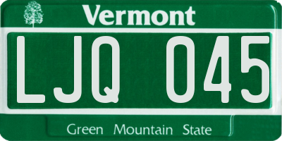 VT license plate LJQ045