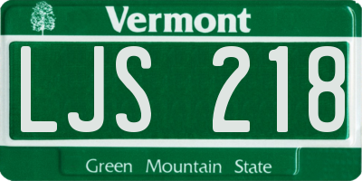 VT license plate LJS218