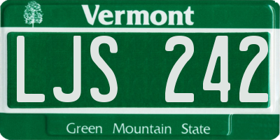 VT license plate LJS242