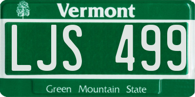 VT license plate LJS499