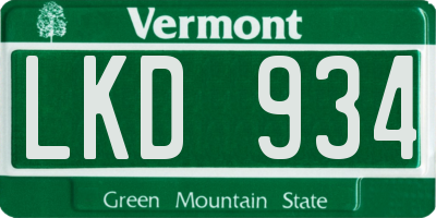 VT license plate LKD934