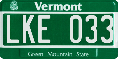 VT license plate LKE033