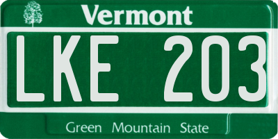 VT license plate LKE203
