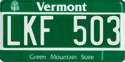 VT license plate LKF503