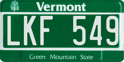 VT license plate LKF549