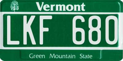 VT license plate LKF680