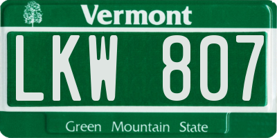 VT license plate LKW807