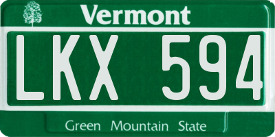 VT license plate LKX594