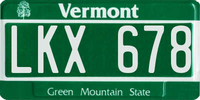 VT license plate LKX678
