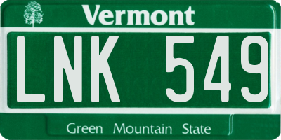 VT license plate LNK549