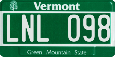VT license plate LNL098