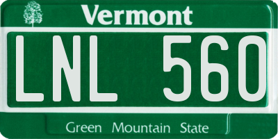 VT license plate LNL560
