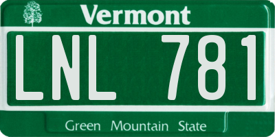 VT license plate LNL781