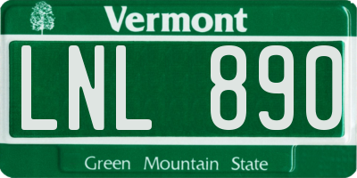 VT license plate LNL890