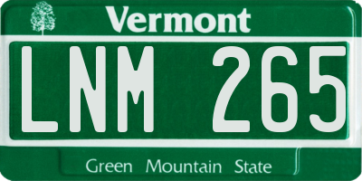 VT license plate LNM265