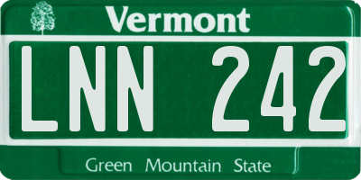 VT license plate LNN242