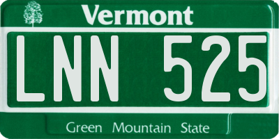 VT license plate LNN525