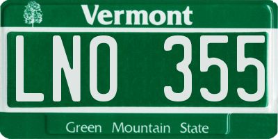 VT license plate LNO355