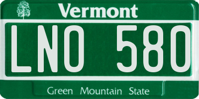 VT license plate LNO580