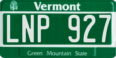 VT license plate LNP927
