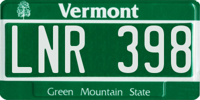 VT license plate LNR398