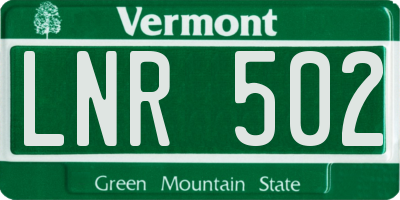 VT license plate LNR502