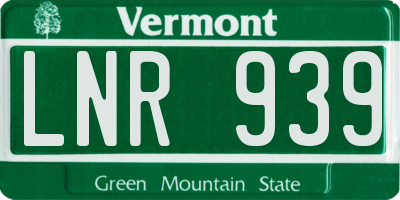 VT license plate LNR939