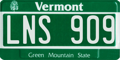VT license plate LNS909