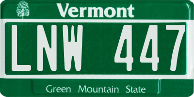 VT license plate LNW447