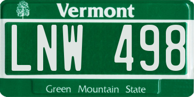 VT license plate LNW498