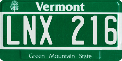 VT license plate LNX216