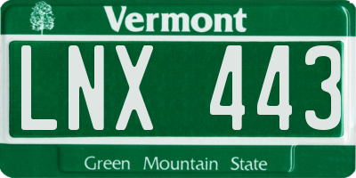 VT license plate LNX443
