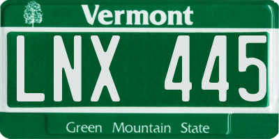 VT license plate LNX445