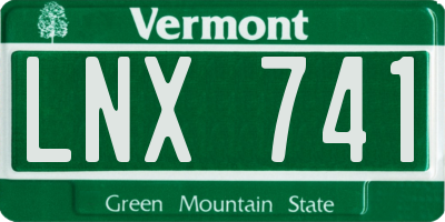VT license plate LNX741