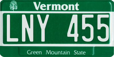 VT license plate LNY455