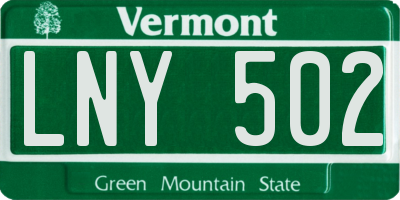 VT license plate LNY502