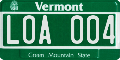 VT license plate LOA004