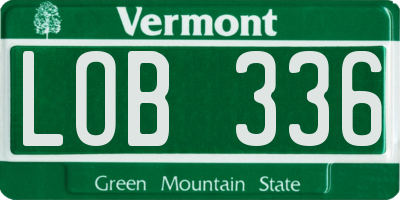 VT license plate LOB336