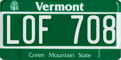 VT license plate LOF708