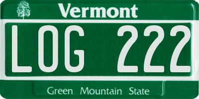 VT license plate LOG222